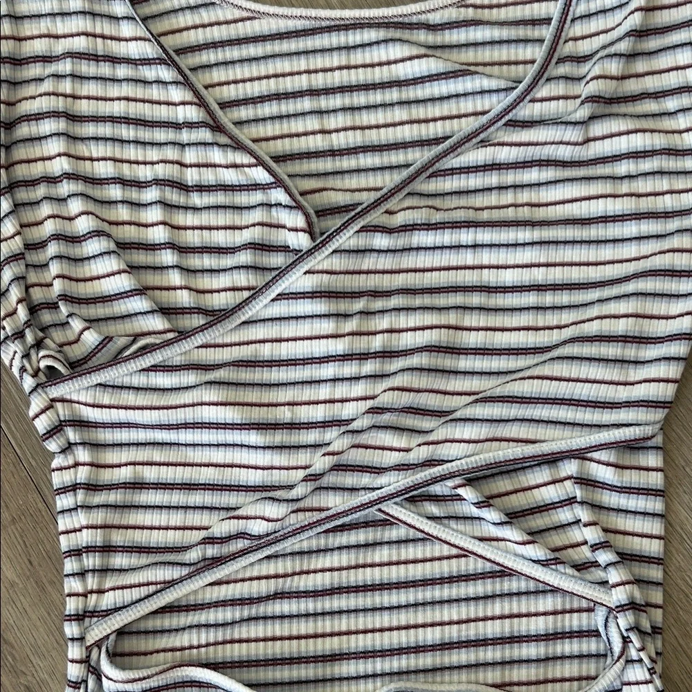 Striped Crisscross open Back Bodysuit - Picture 8 of 10